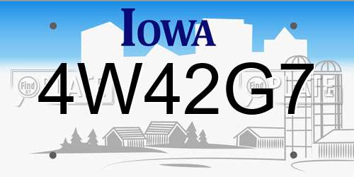 4W42G7 Iowa License Plate