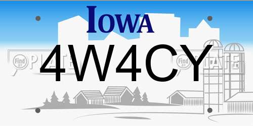 4W4CY Iowa License Plate