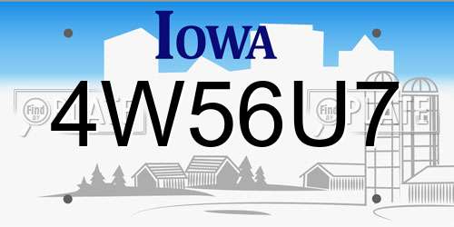 4W56U7 Iowa License Plate
