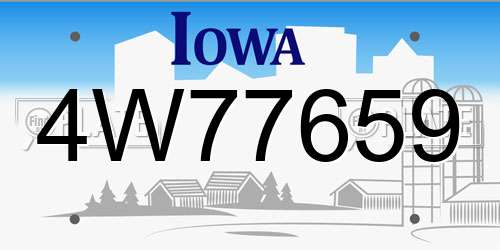 4W77659 Iowa License Plate