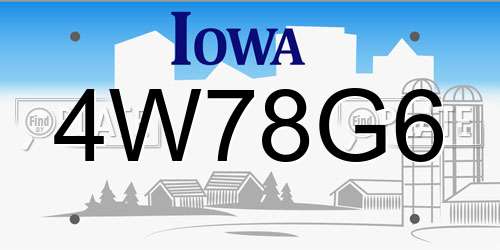 4W78G6 Iowa License Plate