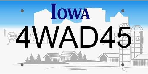 4WAD45 Iowa License Plate