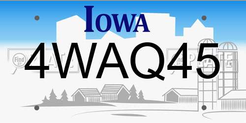 4WAQ45 Iowa License Plate