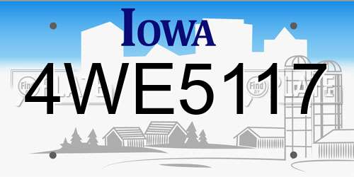 4WE5117 Iowa License Plate