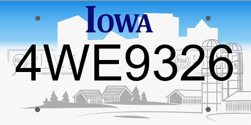 4WE9326 Iowa License Plate