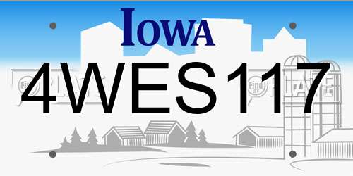 4WES117 Iowa License Plate
