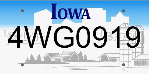 4WG0919 Iowa License Plate