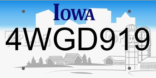 4WGD919 Iowa License Plate