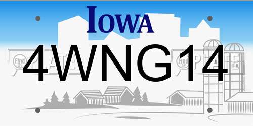 4WNG14 Iowa License Plate
