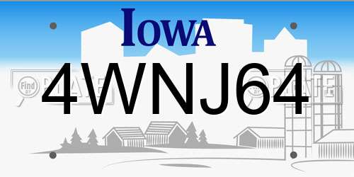 4WNJ64 Iowa License Plate