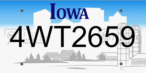4WT2659 Iowa License Plate