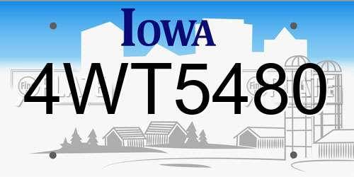 4WT5480 Iowa License Plate