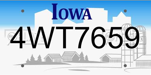 4WT7659 Iowa License Plate