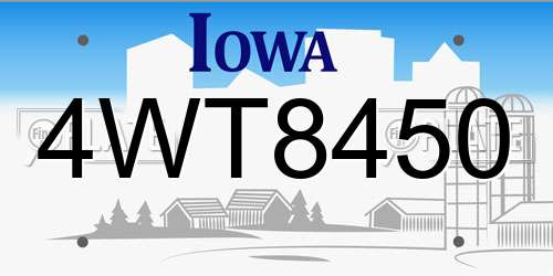 4WT8450 Iowa License Plate