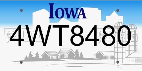 4WT8480 Iowa License Plate