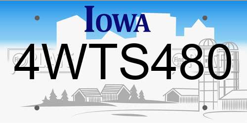 4WTS480 Iowa License Plate