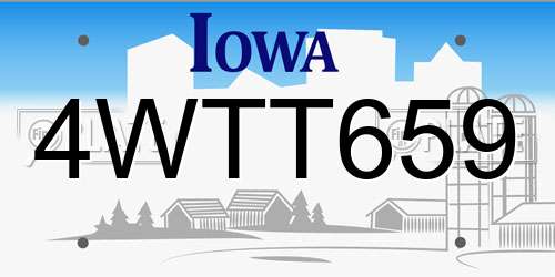 4WTT659 Iowa License Plate