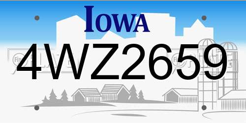 4WZ2659 Iowa License Plate