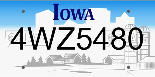 4WZ5480 Iowa License Plate