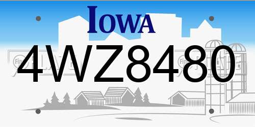 4WZ8480 Iowa License Plate