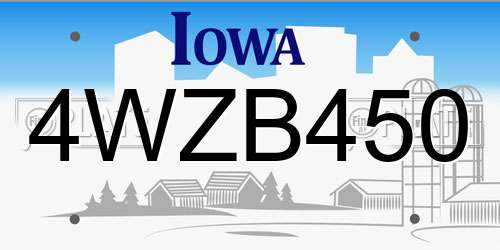 4WZB450 Iowa License Plate