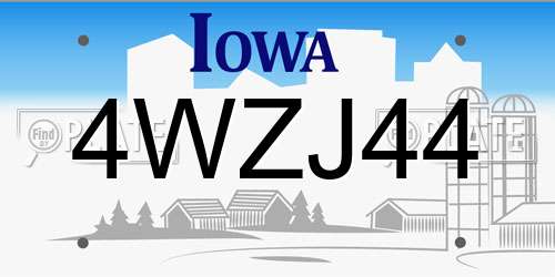 4WZJ44 Iowa License Plate