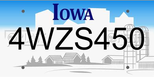4WZS450 Iowa License Plate