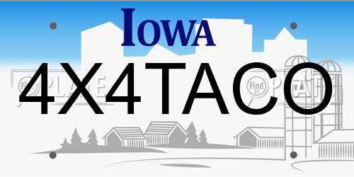 4X4TACO Iowa License Plate