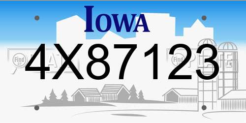 4X87123 Iowa License Plate