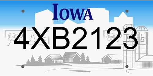 4XB2123 Iowa License Plate