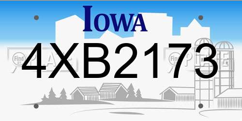 4XB2173 Iowa License Plate