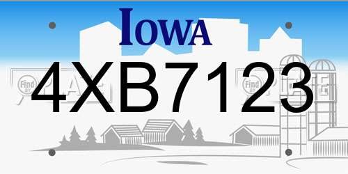 4XB7123 Iowa License Plate