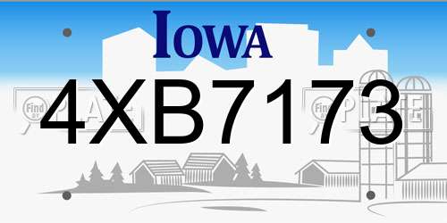 4XB7173 Iowa License Plate