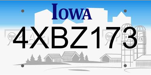 4XBZ173 Iowa License Plate
