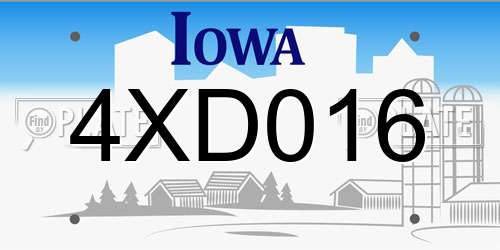 4XD016 Iowa License Plate