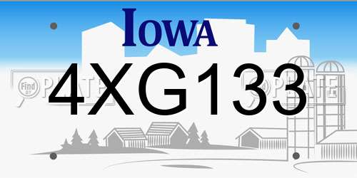 4XG133 Iowa License Plate