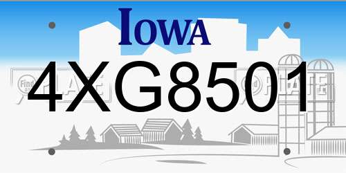 4XG8501 Iowa License Plate