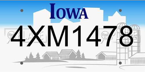 4XM1478 Iowa License Plate