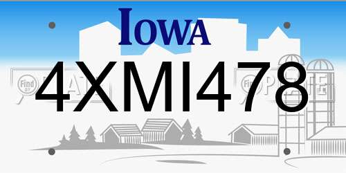 4XMI478 Iowa License Plate