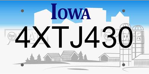 4XTJ430 Iowa License Plate