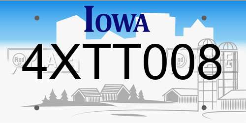 4XTT008 Iowa License Plate