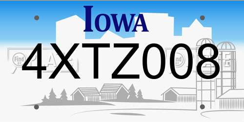 4XTZ008 Iowa License Plate