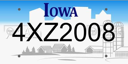 4XZ2008 Iowa License Plate