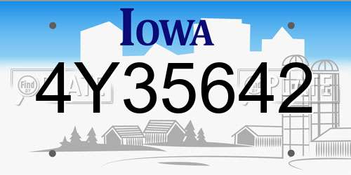 4Y35642 Iowa License Plate