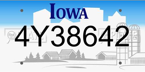 4Y38642 Iowa License Plate