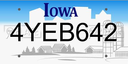 4YEB642 Iowa License Plate