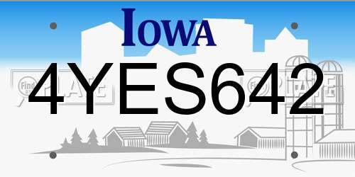 4YES642 Iowa License Plate