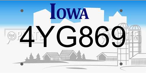 4YG869 Iowa License Plate