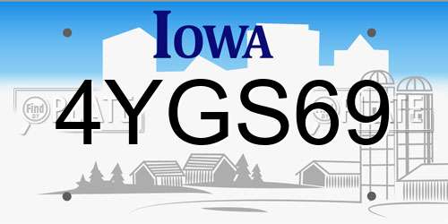 4YGS69 Iowa License Plate
