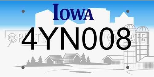 4YN008 Iowa License Plate